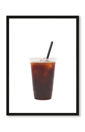 Iced coffee black coffee on white background  