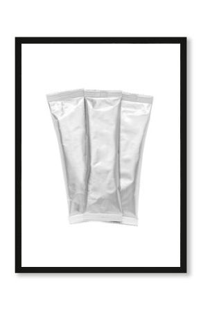 blank packaging aluminum foil coffee stick pouch isolated on white background