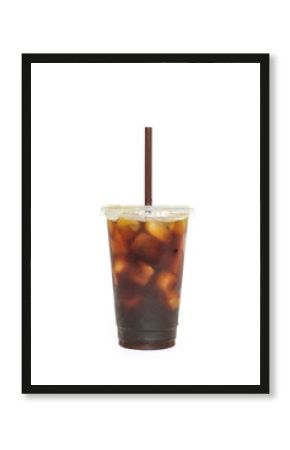 Iced coffee black coffee on white background  