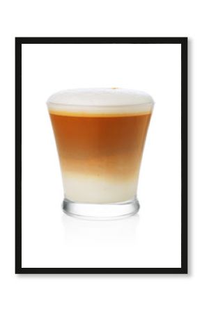 Glass of cappuccino on white