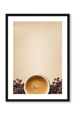 cup of coffee on old brown paper texture