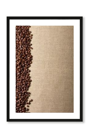 Kaffeebohnen auf Sackleinen – Hintergrund