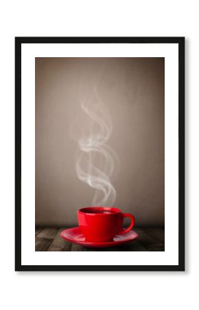 Coffee cup with abstract white steam
