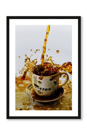 Pouring coffee.