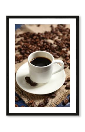 Cup of coffee on wooden table