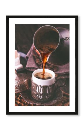 Pouring turkish coffee