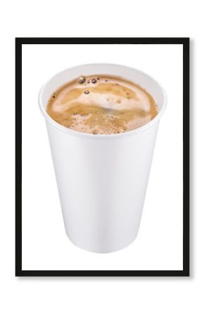 White plastic cup of coffee. File contains clipping paths.