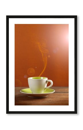 a cup of coffee or tea on colorful background
