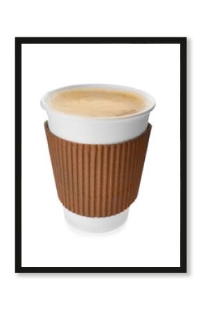 Paper cup of coffee isolated on white