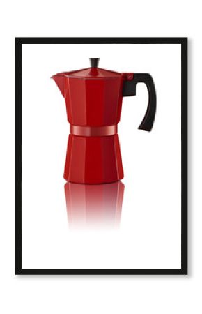 Red Coffee Percolator with reflection