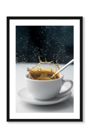 Splash of coffee in white cup