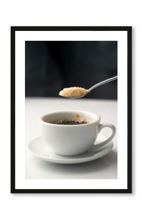 pouring brown sugar in white cup