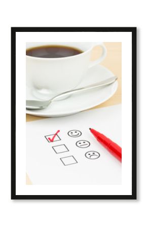 Customer satisfaction survey checkbox with excellent icon tick
