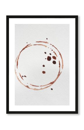 Coffee stains on white background, closeup