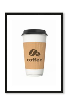 Coffee cup without shadow on white background 3d