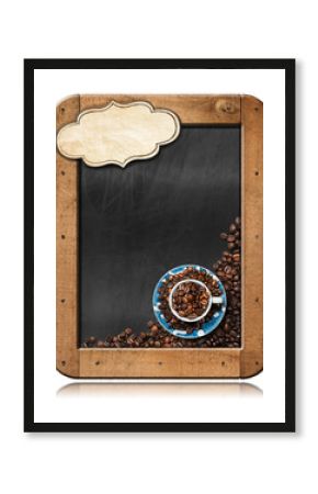 Blackboard with Coffee Beans and Copy Space