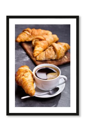 cup of coffee and croissants