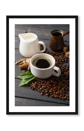 black coffee beans on black background