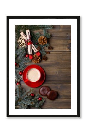 Coffee and cookie with New Year decoration
