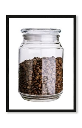 Glass jar with coffee beans isolated. Clipping path.