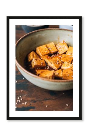 Marinating tofu