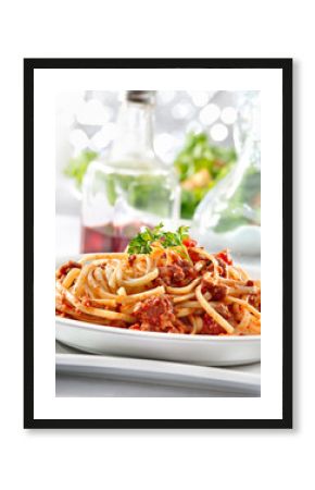 spaghetti pasta with tomato beef sauce