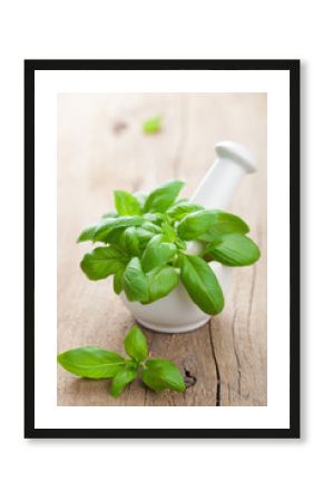 basil in mortar