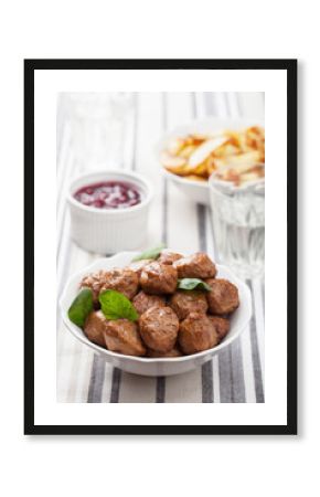 swedish meatballs with potatoes and lingon jam