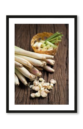 lemon grass on wooden