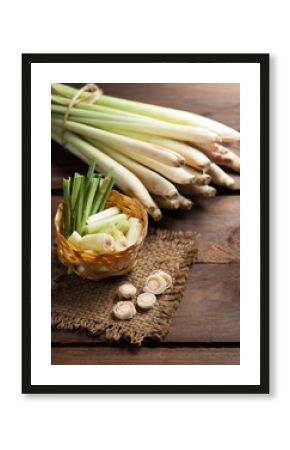 lemon grass on wooden