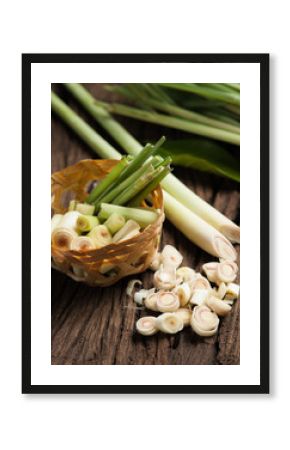 lemon grass on wooden