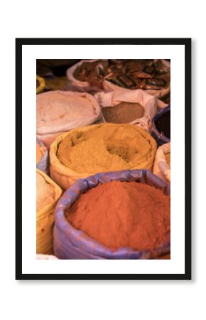 Berbere spice other spices in a market in Ethiopia