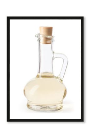 White vinegar in glass bottle isolated on white background with clipping path