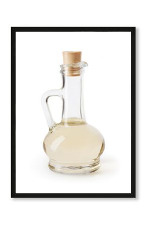 White vinegar in glass bottle isolated on white background with clipping path