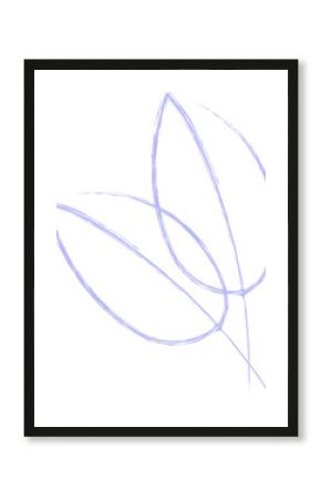 Minimalist vector art is showing three periwinkle leaf outlines floating on transparent background
