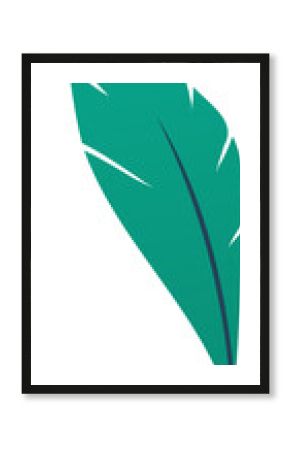 Teal flat design leaf is floating on transparent background, showing gradient hues and angular cuts