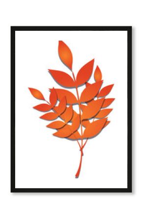 Abstract orange leaf branch is being shown with clear background, showcasing flat gradient design