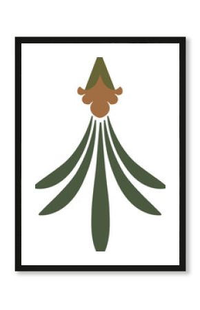 Foliage flourish is fanning on transparent background with flat vector olive leaves and brown motif