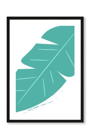 tropical leaf with pale green veins is being shown in flat vector style with transparent background