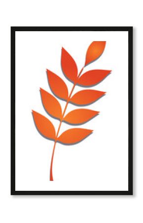 Vector-style orange leaf branch is floating on transparent background with gradient, copy space