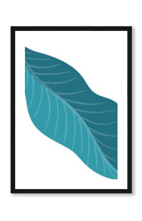 Flat design leaf illustration showing teal and turquoise sides with veins on transparent background