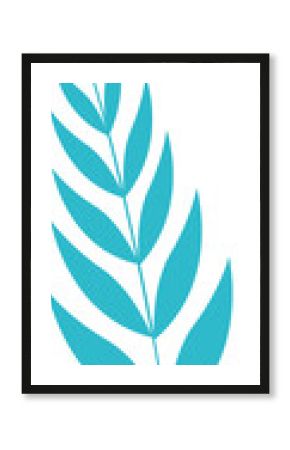 Stylized leaf branch floating on transparent background, showcasing turquoise botanical motif