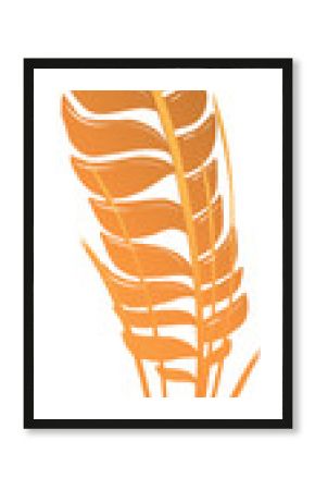Stylized orange feather leaf is floating in vector with gradient shading on transparent background