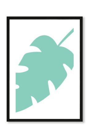 Abstract leaf with lobed cutouts is floating diagonally on transparent background in flat design