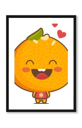 Orange character is wearing red shirt, displaying green leaf and hearts on transparent background