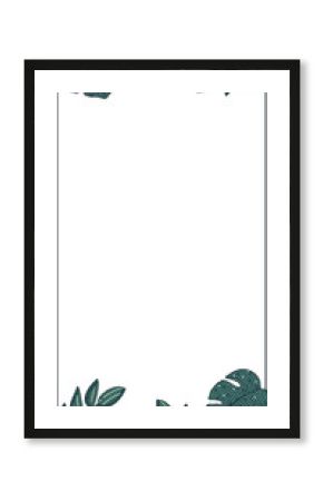 Decorative leaf frame is featuring mosaic-style green leaves in flat design, transparent background