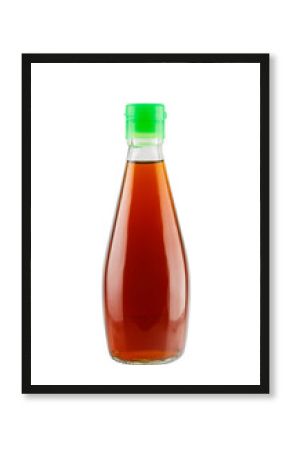 Fish sauce in glass bottle isolated on white background