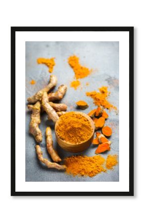 Raw turmeric root curcuma longa powder