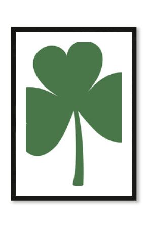 Green four-leaf clover icon is floating on transparent background, vector flat design, copy space