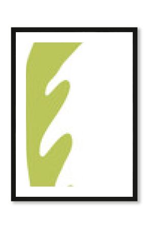 Abstract green form is appearing as stylized leaf shape in flat design, transparent background